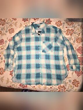 NEW Torrid lightweight teal plaid flannel size 2